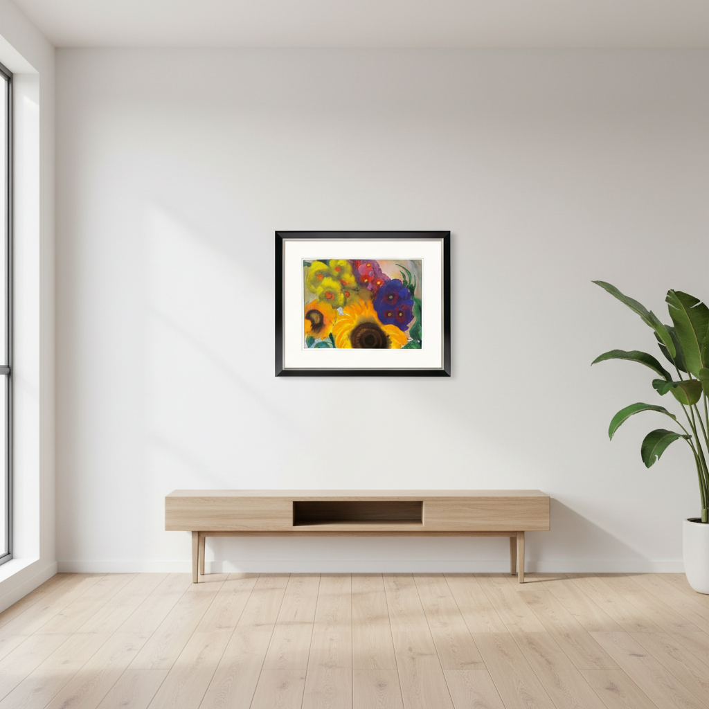 Emil Nolde: Bild "Sommerblumen", Version schwarz-silberfarben gerahmt