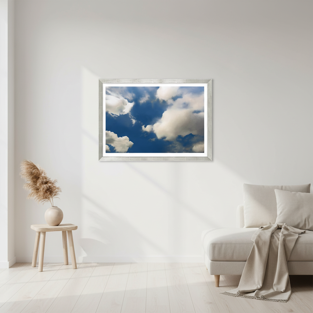 Gerhard Richter: Bild "Wolke" (1976), silberfarben gerahmt