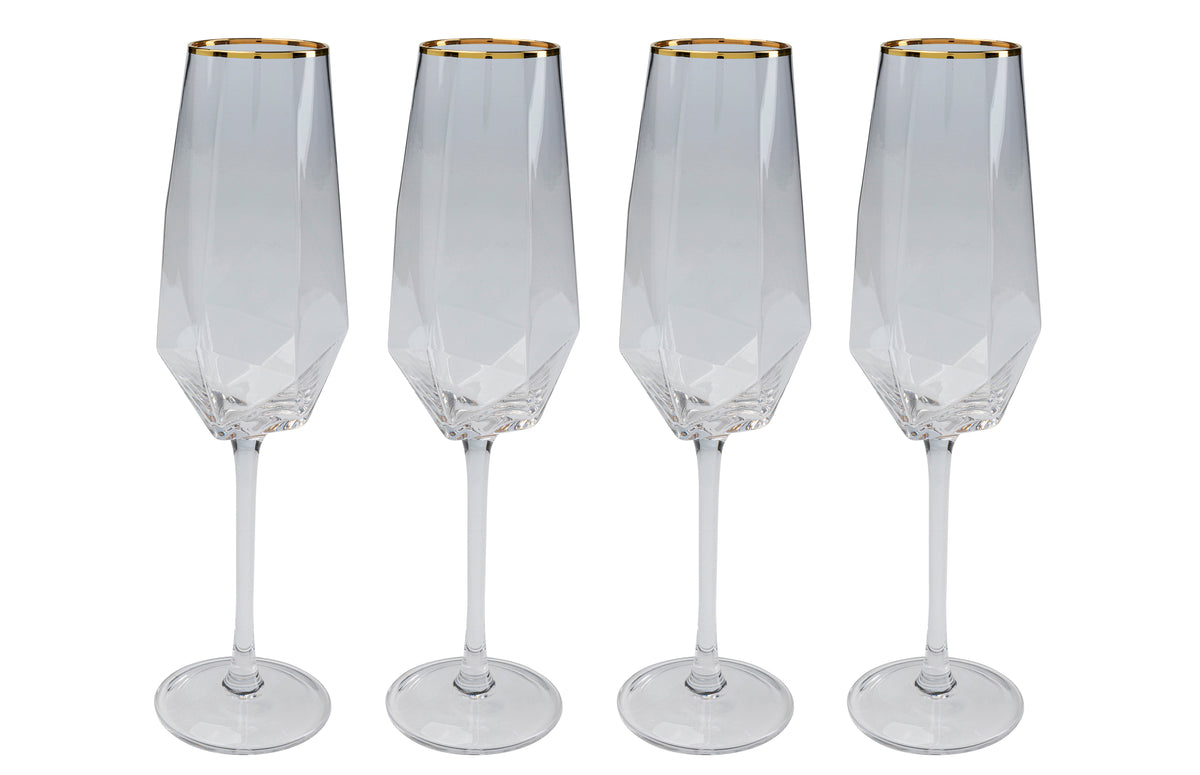 Sektglas Diamond Gold Rim (4/tlg.)