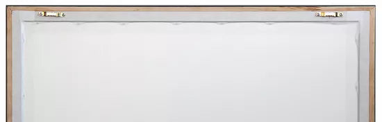 Die Rückseite der gerahmten „Mona Lisa (La Gioconda)“ von Leonardo da Vinci (um 1503/05) mit zwei Metallhalterungen zum Aufhängen.