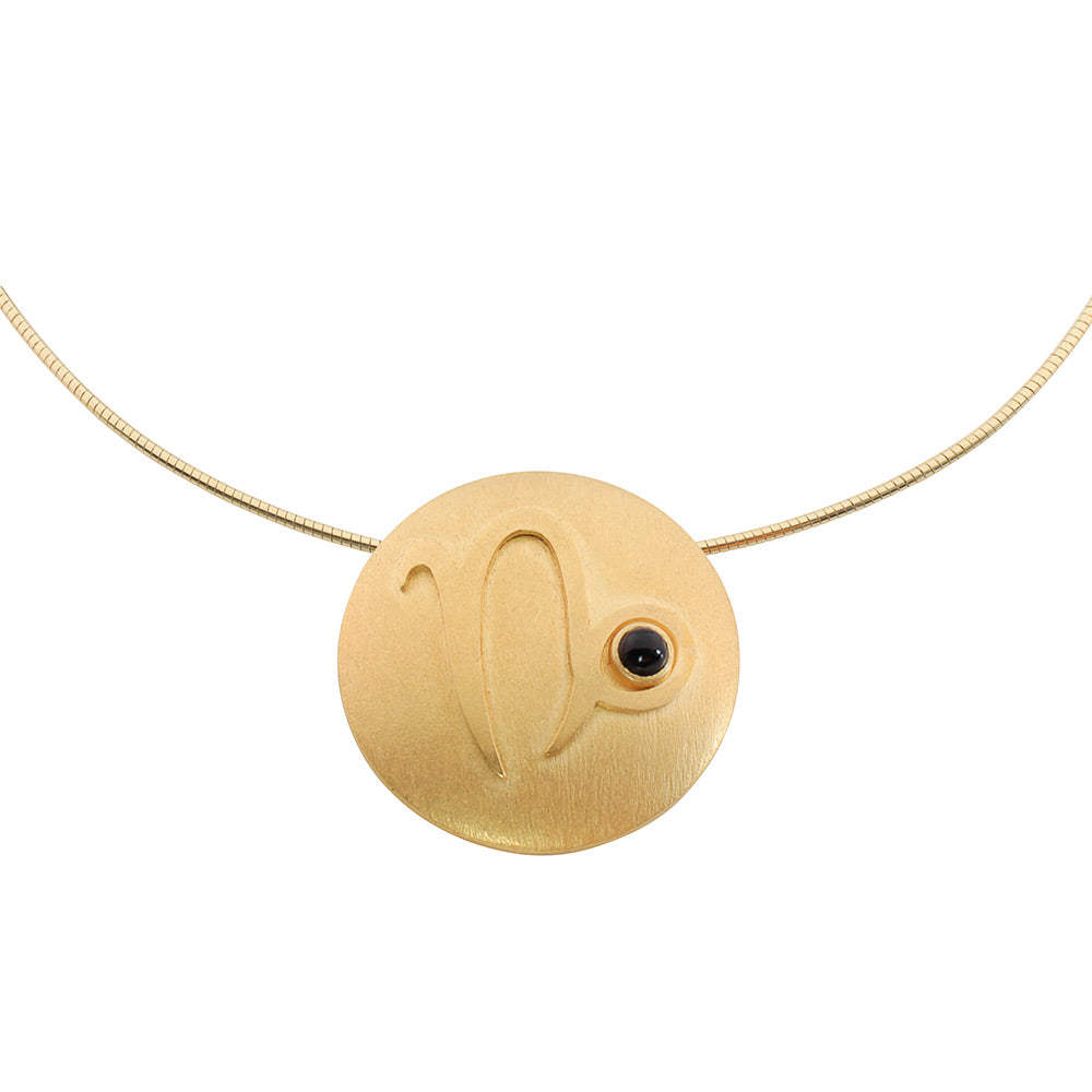 Goldene Anhängerkette: Petra Waszak Sternzeichen-Collier „Steinbock“ (22.12.-20.01.) mit Glücksstein an einer zarten Goldkette.