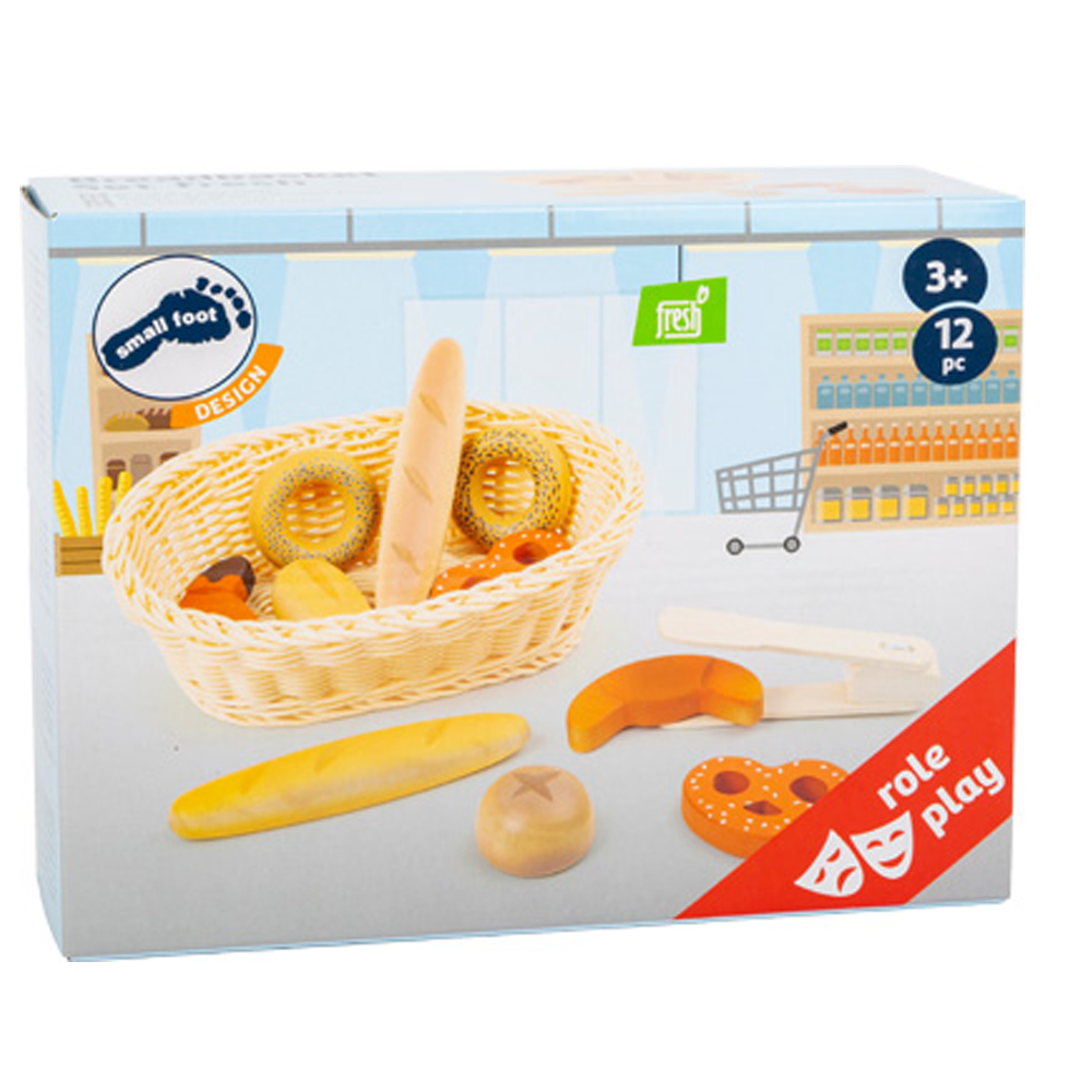 Das Brotkorb-Set „fresh“ ist ein Spielzeug-Brotkorb-Set für Kinder, bestehend aus Plastikbrot, Messer und Korb. Geeignet für Kinder ab 3 Jahren.
