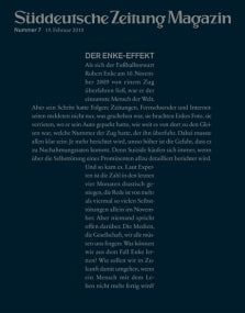 Titelseite des Süddeutsche Zeitung Magazins mit einem Artikel mit dem Titel Der Enke-Effekt in deutschem Text.