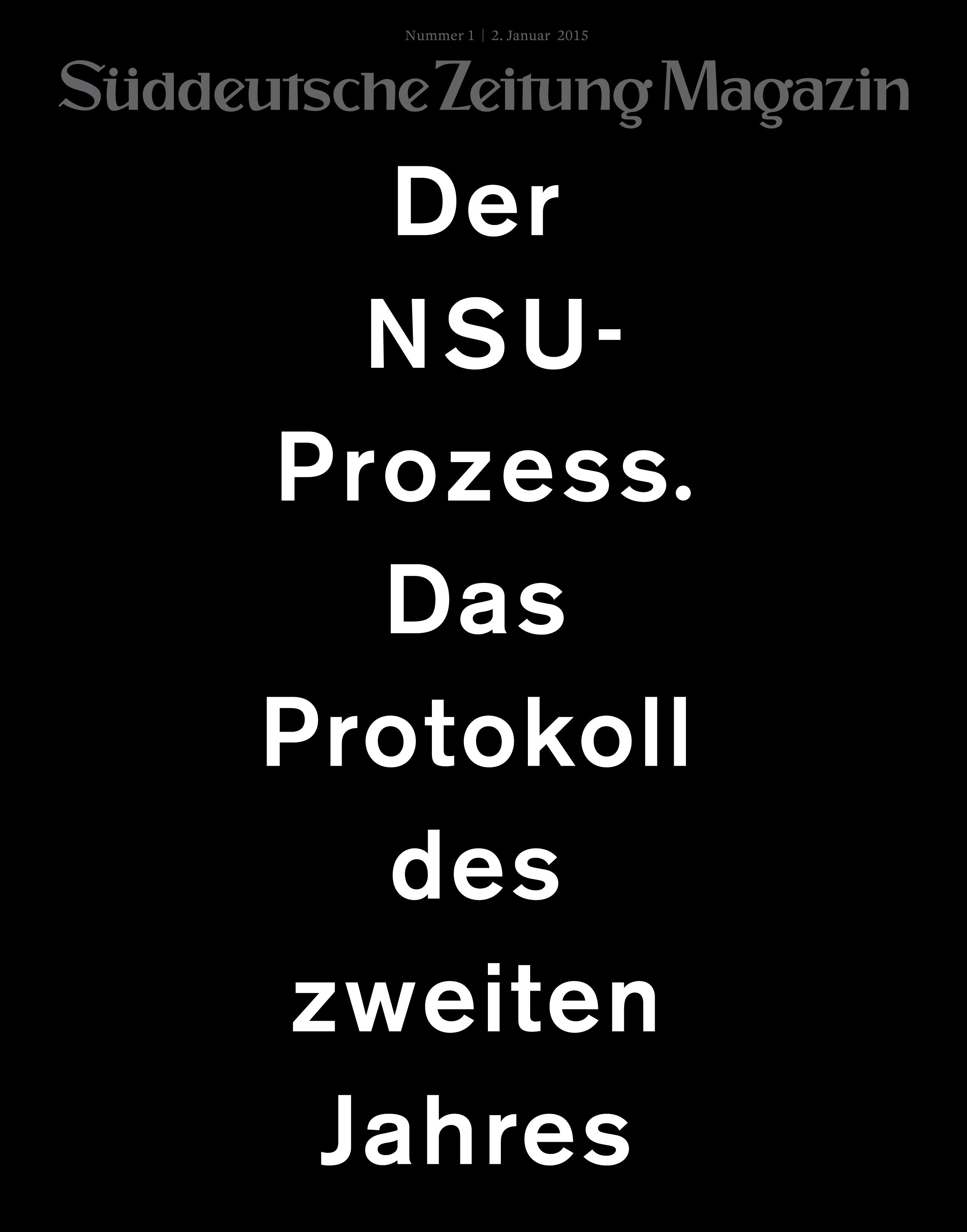 Schwarzer Einband mit weißer Schrift: Der NSU-Prozess. Das Protokoll des zweiten Jahres in vertikaler Ausrichtung.