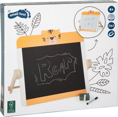 Kreidetafel- und Whiteboard-Set  mit Tiger in der Schachtel für Kinder ab 4 Jahren.