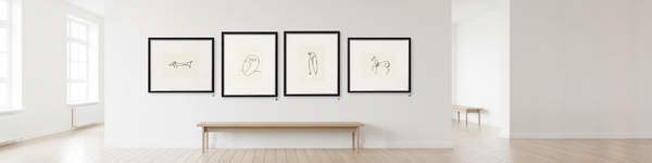 Pablo Picasso: 4 Tierbilder im Set, gerahmt