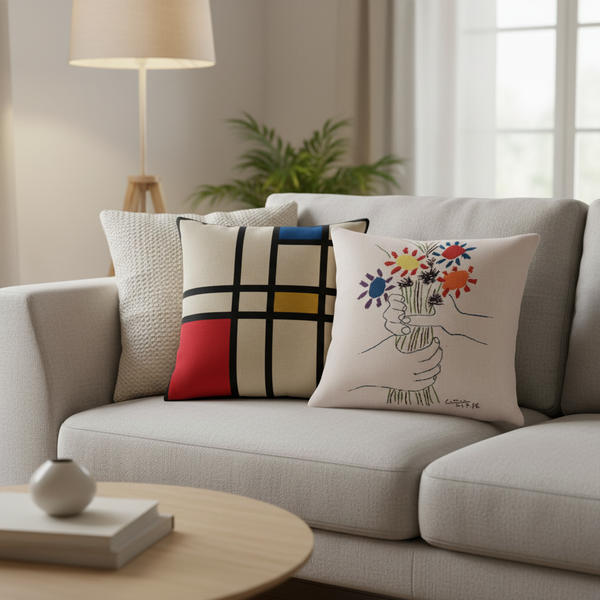 Picasso: Kissenhülle "Hände mit Blumenstrauß"