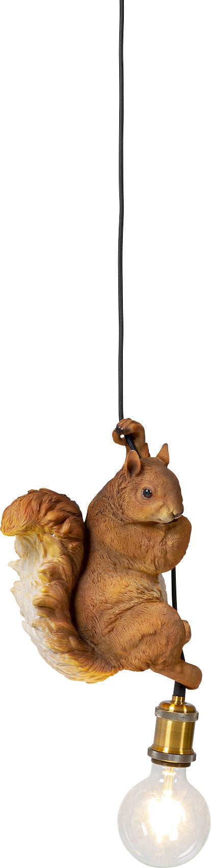 Die Hängeleuchte Animal Squirrel ist eine handgefertigte Pendellampe mit einer realistischen Eichhörnchen-Leuchte, die am Kabel hängt und die Glühbirne umfasst – ein charmantes Highlight für jeden Raum.