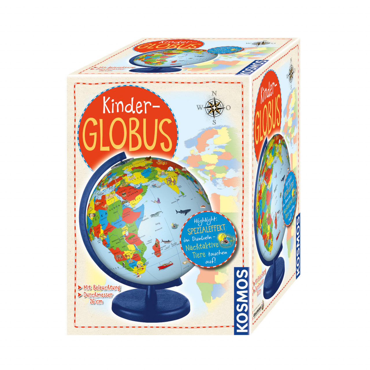 Der Kinderglobus von Kosmos ist ein farbenfroher, illustrierter Weltglobus für Kinder.