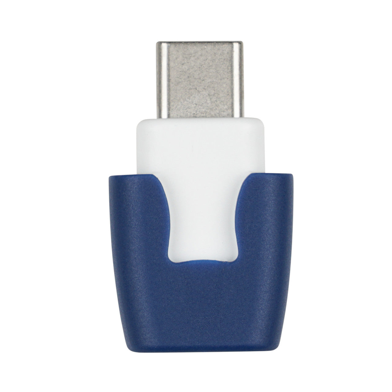 Der Insektenstichheiler heat it classic USB-C verfügt über eine weiße Mitte und ein dunkelblaues Außengehäuse vor einem weißen Hintergrund.