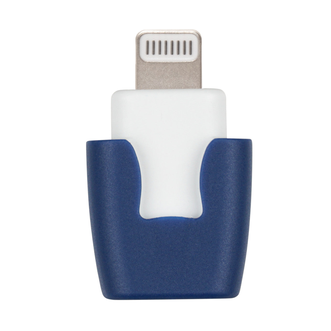 Nahaufnahme des Insektenstichheilers Heat it Classic Lightning, einem blau-weißen Adapter, vor weißem Hintergrund.