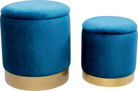 Hocker Cherry Storage Blau Brass (2/Set)