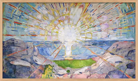 Edvard Munch: Bild "Die Sonne", Version naturfarben gerahmt