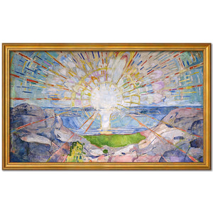 Edvard Munch: Bild "Die Sonne", Version goldfarben gerahmt