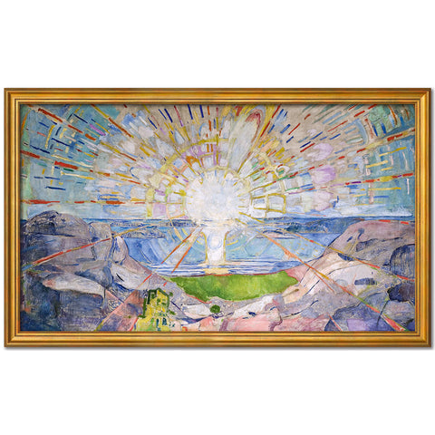 Edvard Munch: Bild "Die Sonne", Version goldfarben gerahmt