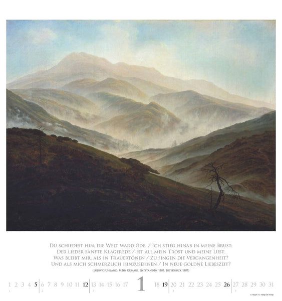 DUMONT - Caspar David Friedrich 2025 Wandkalender, 45x48cm, Kunstkalender mit ausgewählten Werken vom Landschaftsmaler, mit Zitaten aus der deutschen Romantik, einmalige Bildkompositionen - Bild 2