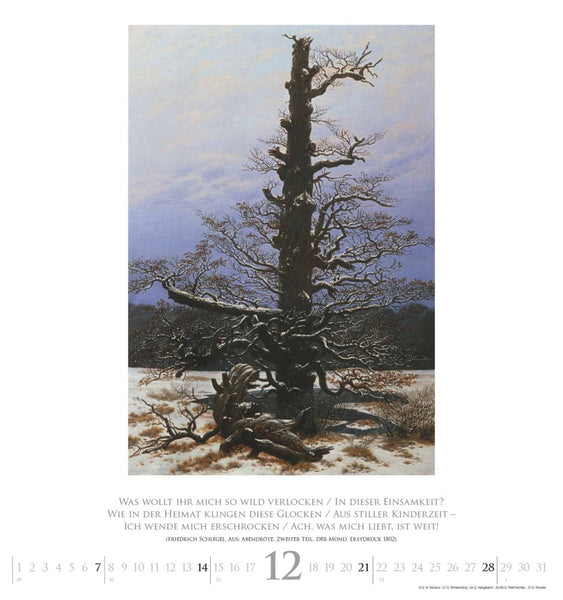 DUMONT - Caspar David Friedrich 2025 Wandkalender, 45x48cm, Kunstkalender mit ausgewählten Werken vom Landschaftsmaler, mit Zitaten aus der deutschen Romantik, einmalige Bildkompositionen - Bild 13