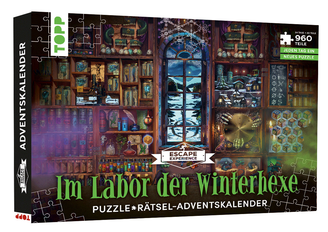 Puzzle-Rätsel-Adventskalender: Im Labor der Winterhexe - 24 Puzzles mit insgesamt 960 Teilen - Bild 1