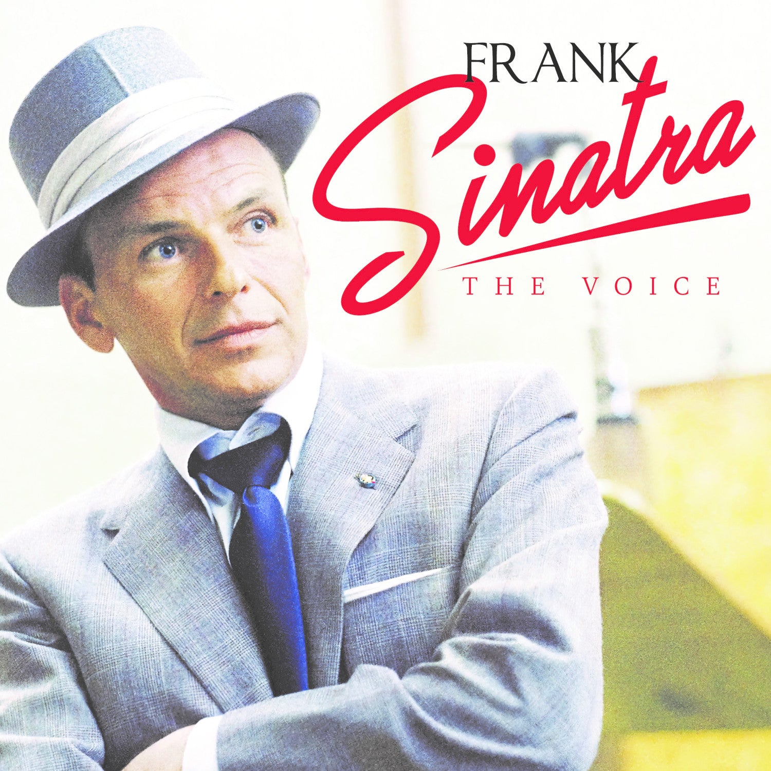 Plattencover  mit Frank Sinatra  im grauem Anzug und Hut,  The Voice in Fettschrift.