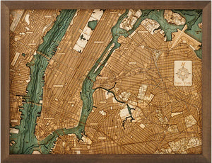 New York  3D Holz Wandkarte -Version S