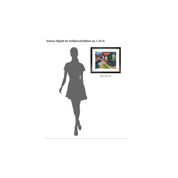 Wassily Kandinsky: Bild "Murnau" (1908), Version schwarz-goldfarben gerahmt