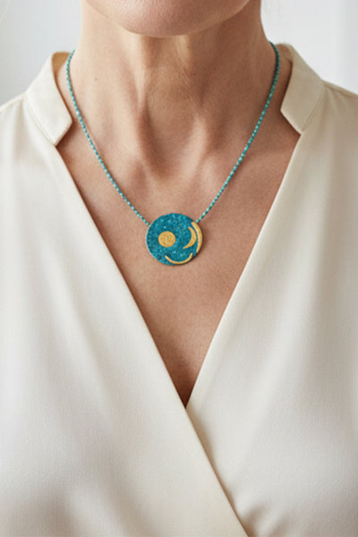 Petra Waszak: Collier "Himmelsscheibe von Nebra" mit Perlen