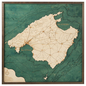 Mallorca 3D Holz Wandkarte - Version L