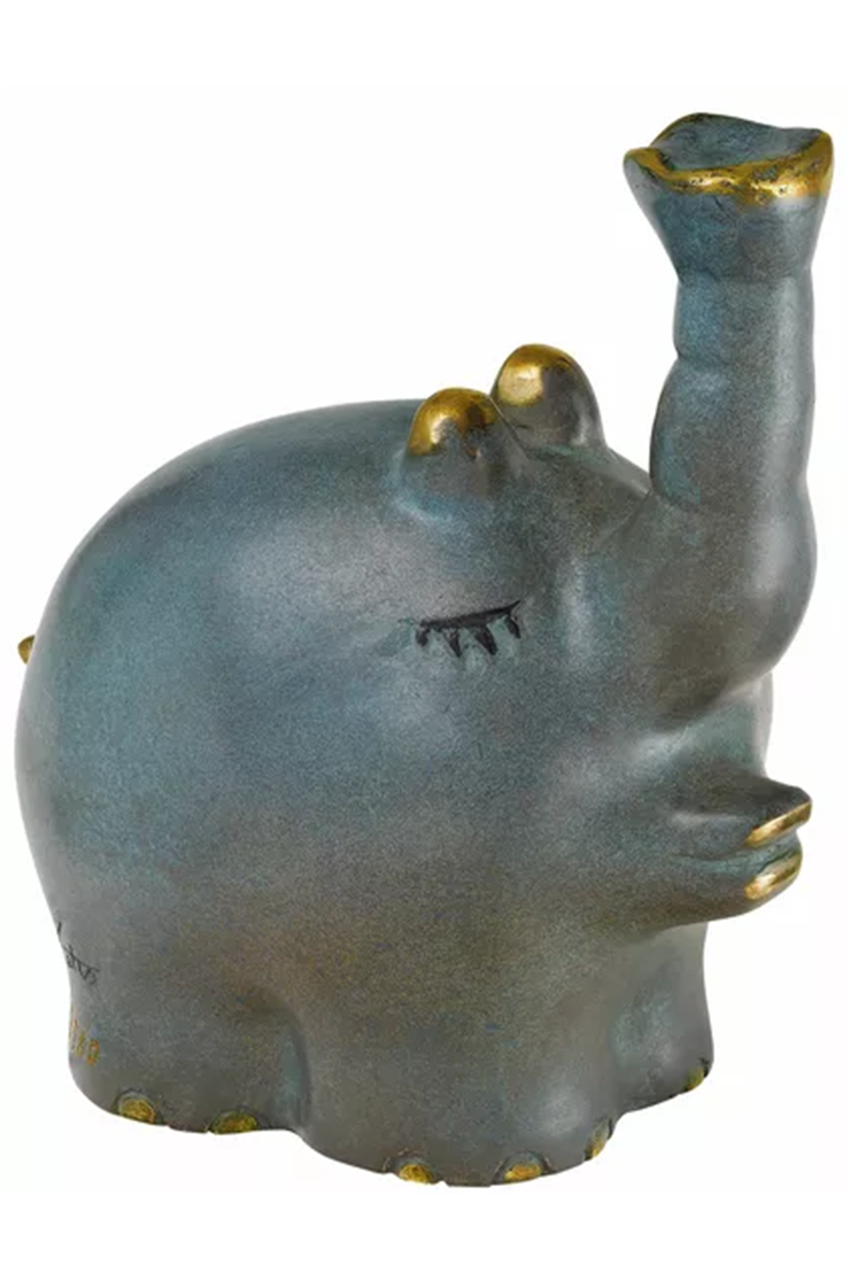 Eine Bronzeskulptur mit dem Titel „Ottifanten – in Love – Jubiläums-Edition“ von Otto Waalkes, die ein Ottifantenpaar in einer liebevollen Pose zeigt.