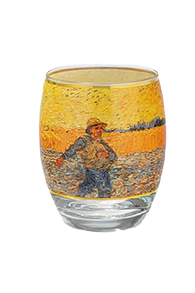 Teelichtglas mit Motiv von Vincent van Goghs "Sämann bei untergehender Sonne" (1888) 