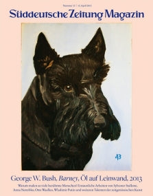 Gemälde eines schwarzen Scottish Terriers auf einer Titelseite der Zeitschrift Süddeutsche Zeitung Magazin.