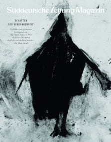Abstrakte schwarze Figur auf weißem Hintergrund, oben der Titel des Süddeutsche Zeitung Magazins in deutscher Sprache.