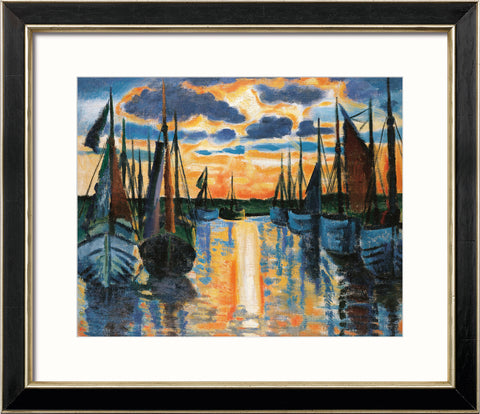 Max Pechstein: Bild &quot;Sonnenuntergang Leba Hafen&quot; (1926), gerahmt - Bild 1